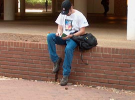 [Student studies Word of God during a quiet moment.]